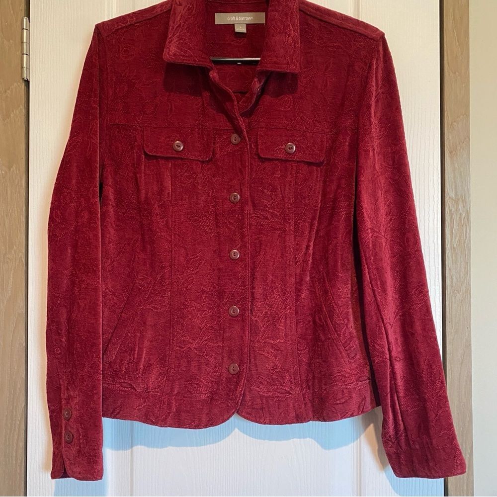 Croft & Barrow Womens Blazer sz S Crimson Red Raised Textured Soft